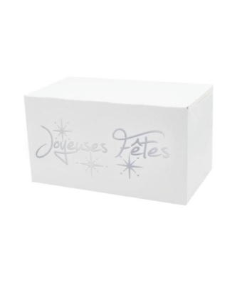 Boîte à bûche "Joyeuses Fêtes" blanche 20 x 11 x 11 cm - par 25