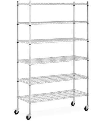 Étagère métallique - 120 x 45 x 190 - 90 kg - 4 roulettes - Royal Catering