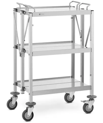 Chariot de service - 3 tablettes - (2x) 50 x 83 / 40 x 58 cm - 90 kg - pliable - Royal Catering