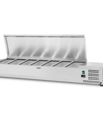 Saladette à poser - 150 x 33 cm - 7 bacs GN 1/4