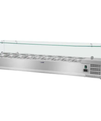 Saladette à poser - 180 x 33 cm - Couvercle en verre