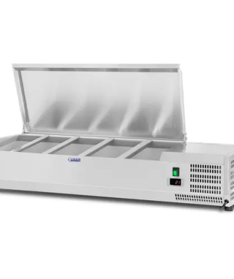 Saladette à poser - 120 x 33 cm - 5 bacs GN 1/4