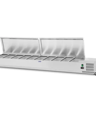 Saladette à poser - 200 x 33 cm - 10 bacs GN 1/4