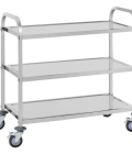 Chariot de service en acier inoxydable - 3 plateaux - 500 kg max.