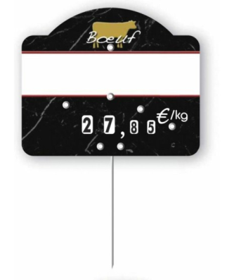 Étiquette prix à pique et à tournette pour boeuf "Presti'Luxe" 10,5 x 8,6 cm - par 10