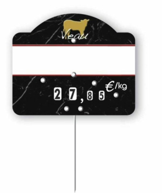 Étiquette prix à pique et à tournette pour veau "Presti'Luxe" 10,5 x 8,6 cm - par 10