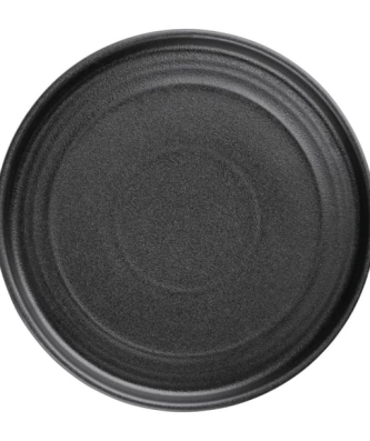 Assiettes plates rondes texturées Olympia Cavolo noires 180mm (lot de 6)