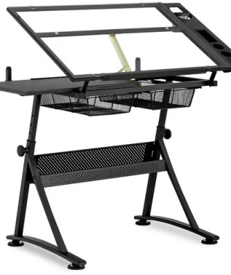 Table à dessin inclinable - 120 x 60 x 90 cm - Plateau en verre