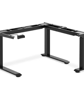 Bureau d'angle assis-debout (piètement) - Hauteur : 60 - 125 cm - Largeur : 110 - 190 cm (gauche) / 90 - 150 cm (droite) - Angle : 90° - 150 kg
