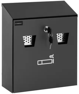 Cendrier mural - pour l'extérieur et l'intérieur - verrouillable - 26 x 25 x 9 cm