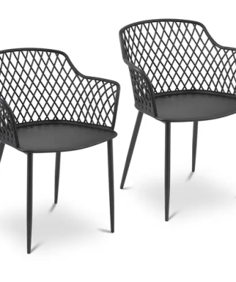 Chaise - Lot de 2 - Royal Catering - 150 kg max. - Dossier avec trous en losange - Accoudoirs - NoirLa chaise parfaite pour les restaurants, les cafés, les bureaux, les terrasses et les salles d'attente Vous voulez meubler un restaurant, un bistro, un bureau ou une salle d'attente ? Ne cherchez plus : la chaise avec dossier aéré et accoudoirs de Royal Catering, la référence en matériel de restauration professionnel, offre un confort élevé où qu'elle soit. Vous pouvez également profiter du confort qu'elle offre dans votre cuisine et sur votre balcon.