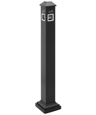 Cendrier extérieur sur pied - pour l'extérieur et l'intérieur - verrouillable - 21.5 x 21.5 x 120.5 cm