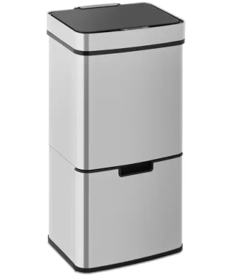 Poubelle automatique - 72 l - 3 compartiments - Acier inoxydable