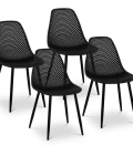 Chaise - Lot de 4 - 150 kg max. - Surface d'assise de 52 x 46,5 cm - Coloris noir
