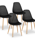 Chaise - Lot de 4 - 150 kg max. - Surface d'assise de 52 x 46,5 cm - Coloris noir