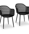 Chaise - Lot de 2 - 150 kg max. - Surface d'assise de 45 x 44 cm - Coloris noir