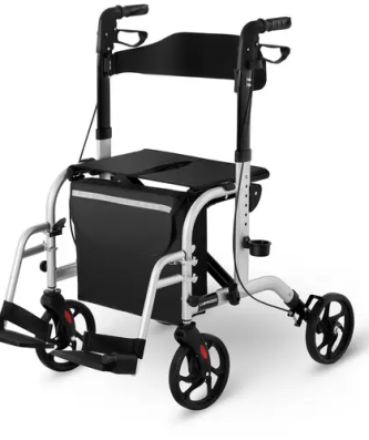 Déambulateur argent 2-en-1 - 120 kg