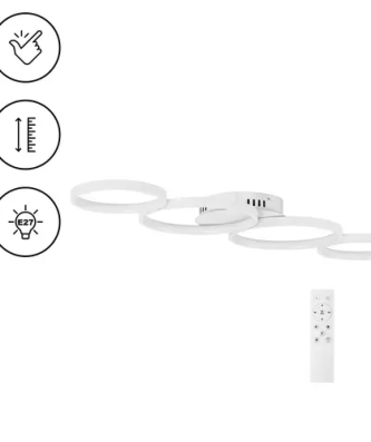 Plafonnier - 4 cercles lumineux - 50 W - télécommande
