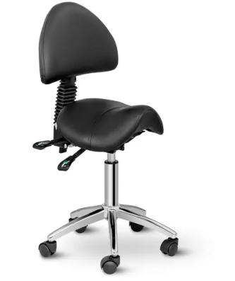 Siège-selle avec dossier - 550-690 mm - 150 kg - Noir