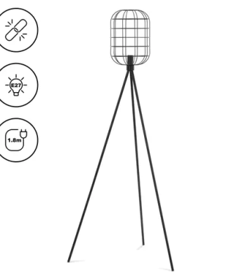 Lampe de salon sur pied - abat-jour à grille ouverte - 40 W - hauteur 163 cm