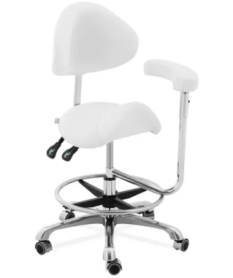 Siège-selle de cheval avec accoudoir - Dossier et siège réglables en hauteur - 51 - 61 cm - 150 kg - Blanc