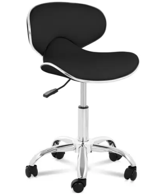 Tabouret de bureau avec dossier - 48 - 62 cm - 150 kg - Noir