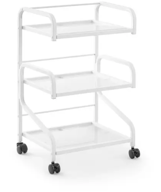 Chariot esthétique - 3 Tablettes en verre - 40 x 50 x 83 cm - Blanc