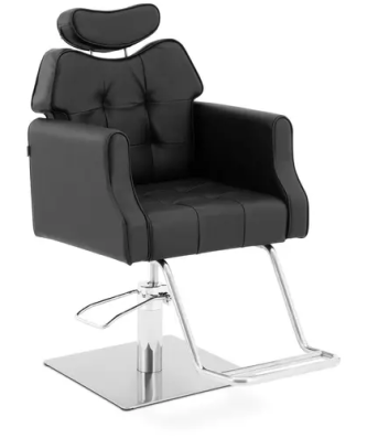 Fauteuil de coiffeur avec repose-pieds - 920 - 1 070 mm - 200 kg - Noir, Argent