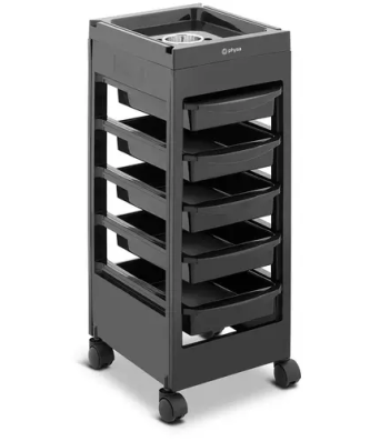 Charriot pour salon de coiffure - 10 kg - 5 tiroirs - Support pour sèche-cheveu - Plateau de 495 x 284 mm