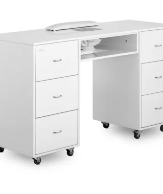 Table de manucure - Aspiration - 6 tiroirs - Roulettes - MDF