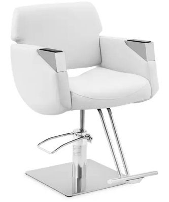 Fauteuil de coiffeur avec repose-pieds - 880 - 1030 mm - 200 kg - Argent, Blanc