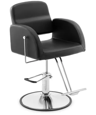 Fauteuil de coiffeur avec repose-pieds - 920 - 1070 mm - 200 kg - Noir, Argent