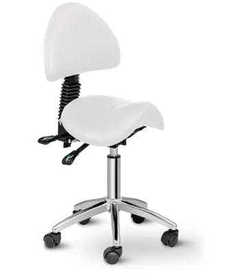 Siège-selle avec dossier - 550-690 mm - 150 kg - Blanc