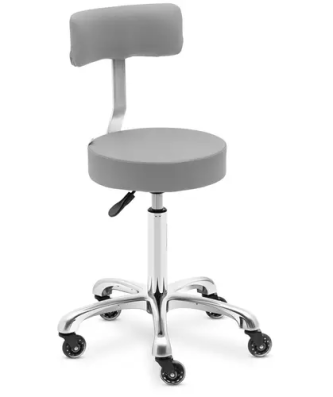 Tabouret de coiffeur à roulettes avec dossier - 540 - 720 mm - Gris foncé