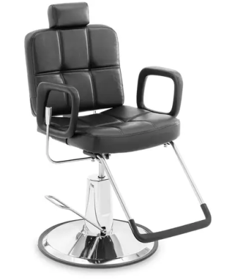 Fauteuil de coiffeur - Appui-tête et repose-pieds - 52 - 64 cm - 150 kg - Noir