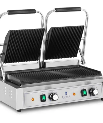 Machine à panini double - 3 600 W - Rainurée