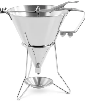 Entonnoir à piston - 1,8 l - Acier inoxydable - 3 douilles - Support avec coupelle antigoutte