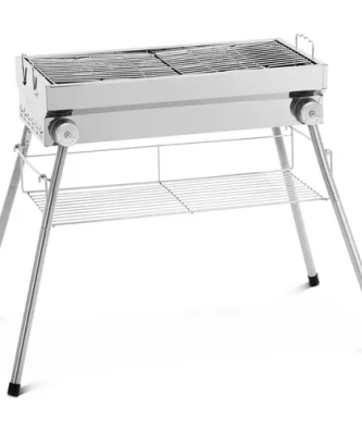 Barbecue au charbon de bois - tablette - grille rabattable- 53 x 26 cm - inox / acier - Royal Catering