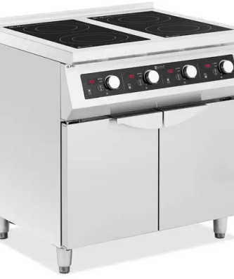 Cuisinière induction - 17000 W - 4 plaques de cuisson - 60 - 240°C - Compartiment de rangement - Royal Catering