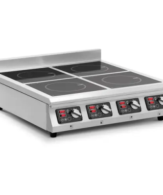 Cuisinière à induction - 4 x 20 cm - 10 niveaux - Minuterie - 77 x 70 x 25.5 cm - Royal Catering