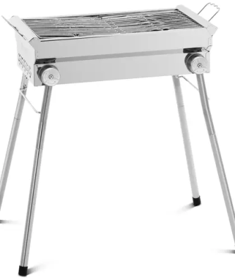 Barbecue au charbon de bois avec tablette et grille rabattable - 43 x 25 cm - Inox, acier galvanisé - Royal Catering