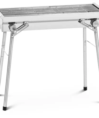 Barbecue au charbon de bois avec grille rabattable - 43 x 25 cm - Inox, acier galvanisé - Royal Catering