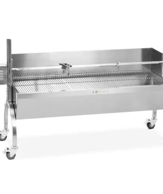 Barbecue tourne broche - Motorisé - 40 kg - Longueur de la broche : 137 cm - Inox - Paravent