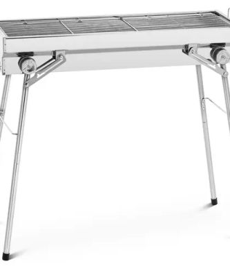 Barbecue au charbon de bois avec grille - 75 x 26 cm - Inox, acier galvanisé - Royal Catering