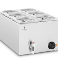 Bain-marie - 600 W - 6 x GN 1/6 - Robinet de vidange