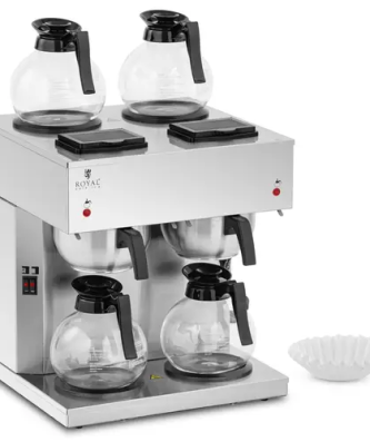 Cafetière professionnelle - 2 x 1,8 L - 4 plaques chauffantes - avec 4 pichets en verre