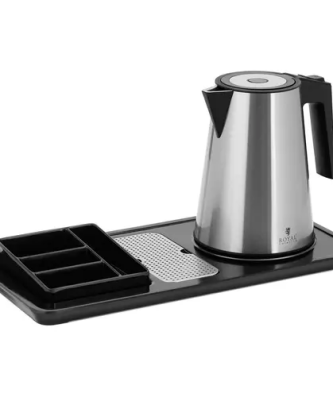Plateau de courtoisie hôtel - Avec compartiments pour café et thé - 1,2 l - 1800 W - Argent - Royal Catering