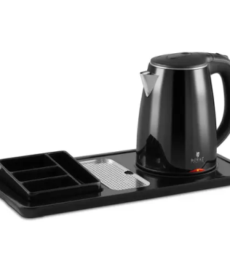 Plateau de courtoisie hôtel - Avec compartiments pour café et thé - Bouilloire 1,2 l - 1800 W - Sans fil