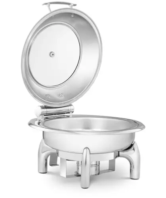 Chafing dish rond avec hublot - Royal Catering - 5,5 l - 1 bruleur