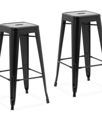Tabouret de bar industriel - Lot de 2 - Noir - Royal Catering